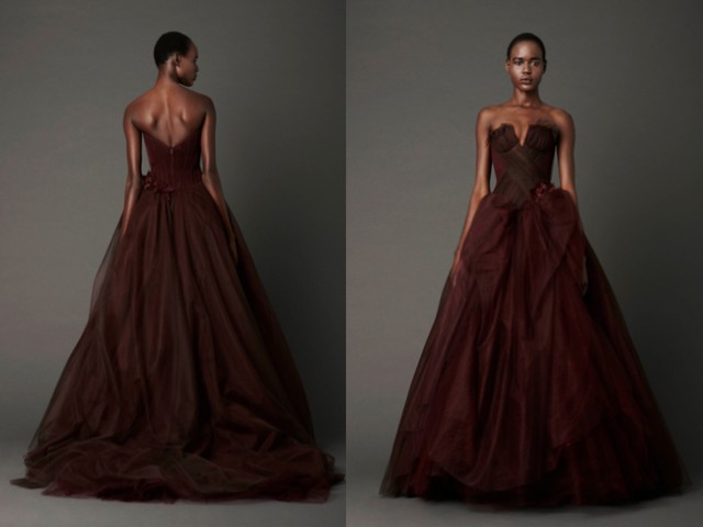 Photography: Dan Lecca | Dahlia strapless ballgown with notched neckline and lifted tulle skirt with crystal embroidered detail Photography: Dan Lecca | Dahlia strapless ballgown with notched neckline and lif