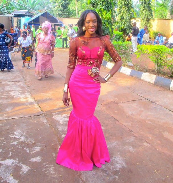 Pink satin Aso-ebi